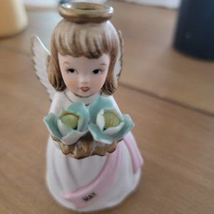 Vintage Lefton Hand Painted May Angel Girl Ceramic May Birthday Figurine